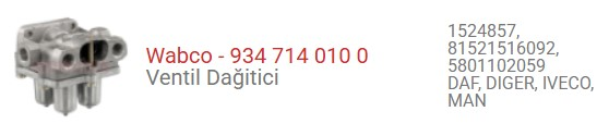 DORT YOLLU VENTIL DAF IVECI MAN 152 4857-81521516092-5801102059